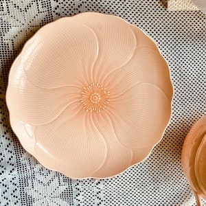 Mikasa Amaryllis Plate: Pale Peach Flower Serving Platter, Vintage Japan