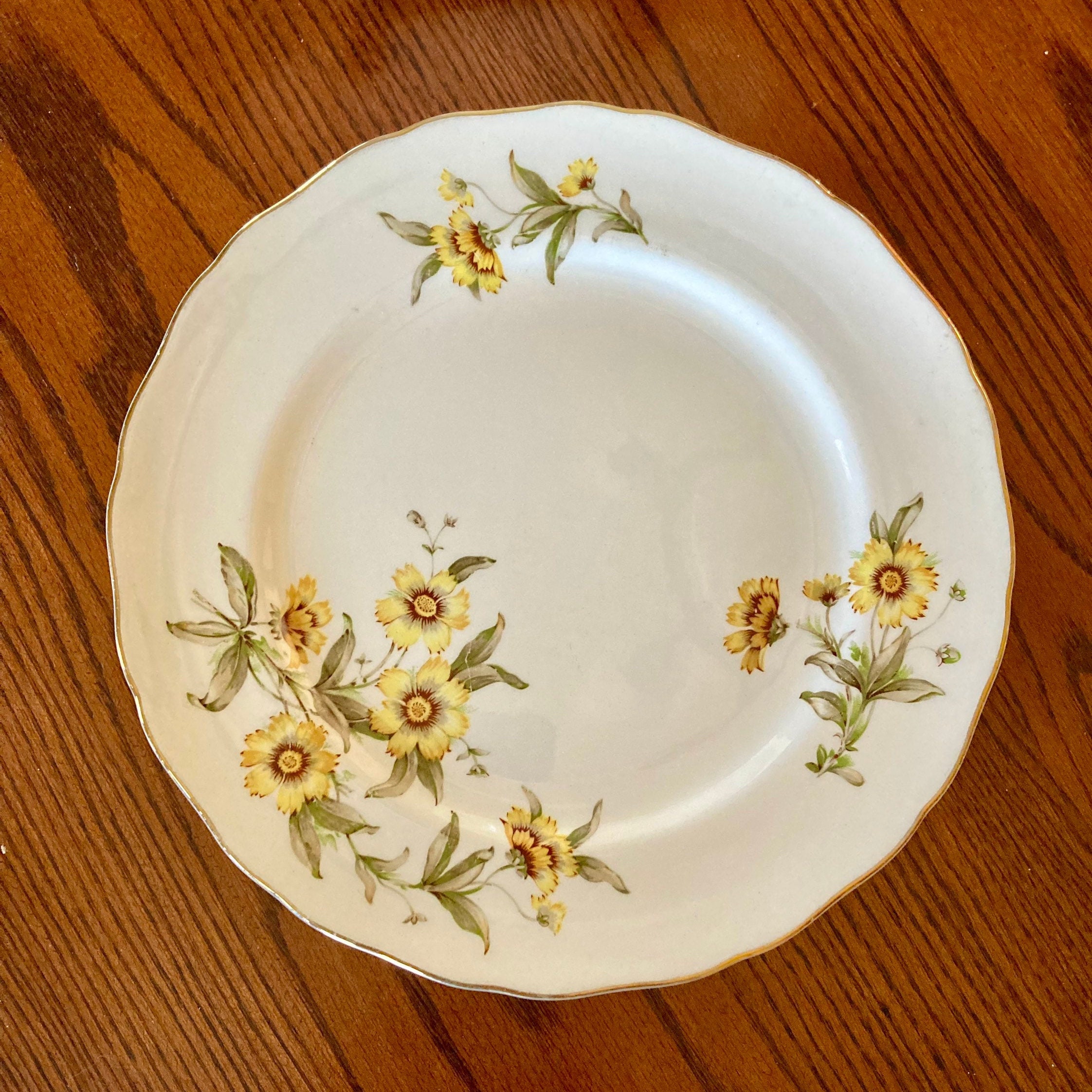 Canonsburg Autumn Mist Dinner Plate: 22 KT Gold Yellow Flowers - Etsy