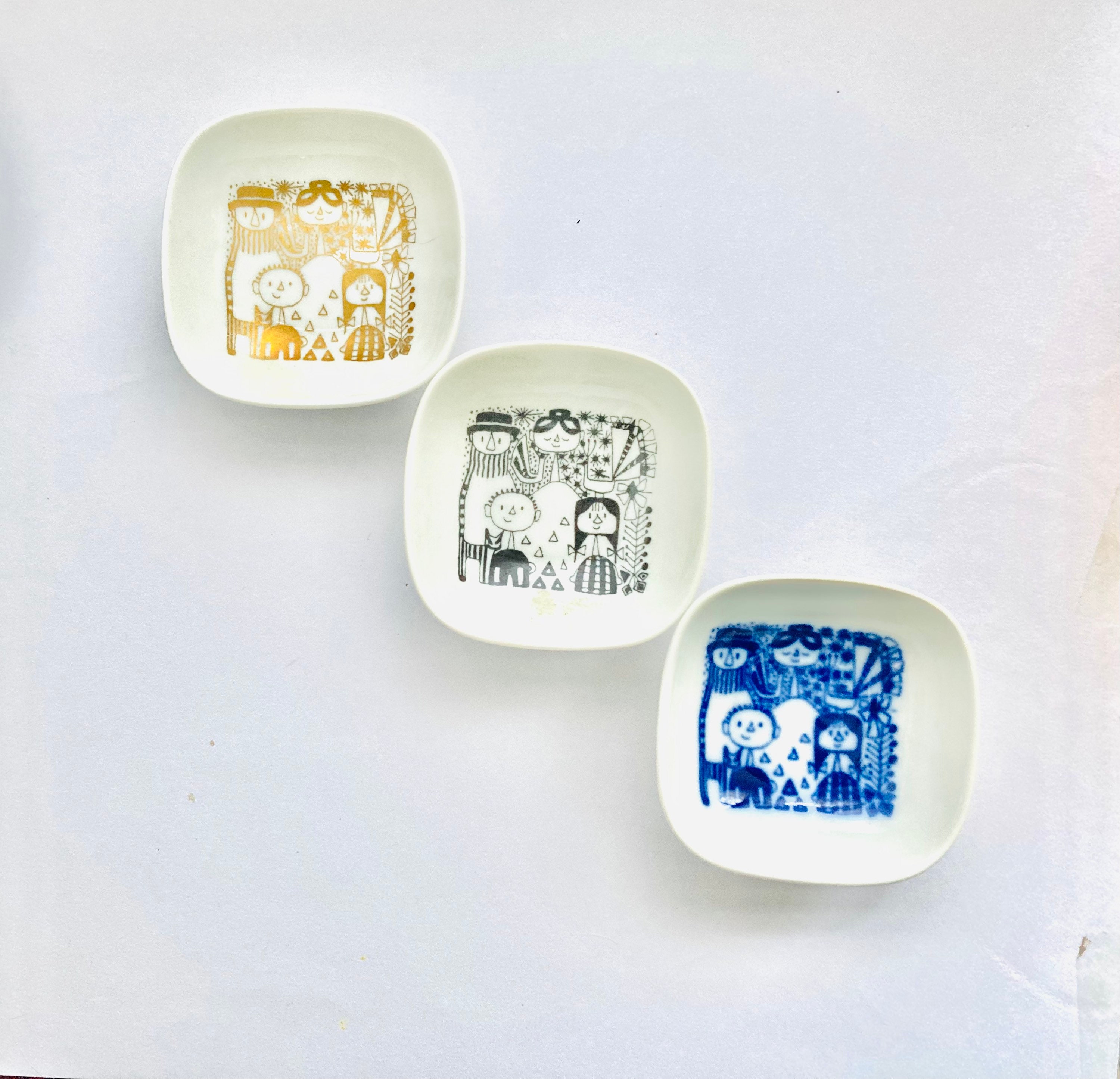 3 Porsgrund Norway 69 Salt Cellars Vintage Square Porcelain