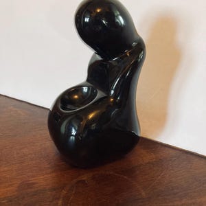 Modernistic Abstract Black Kneeling Human Heavy Figurine Lap Indentation Free Shipping