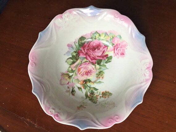Beautiful Lusterware Antique Victorian Rose Bowl Reinhold