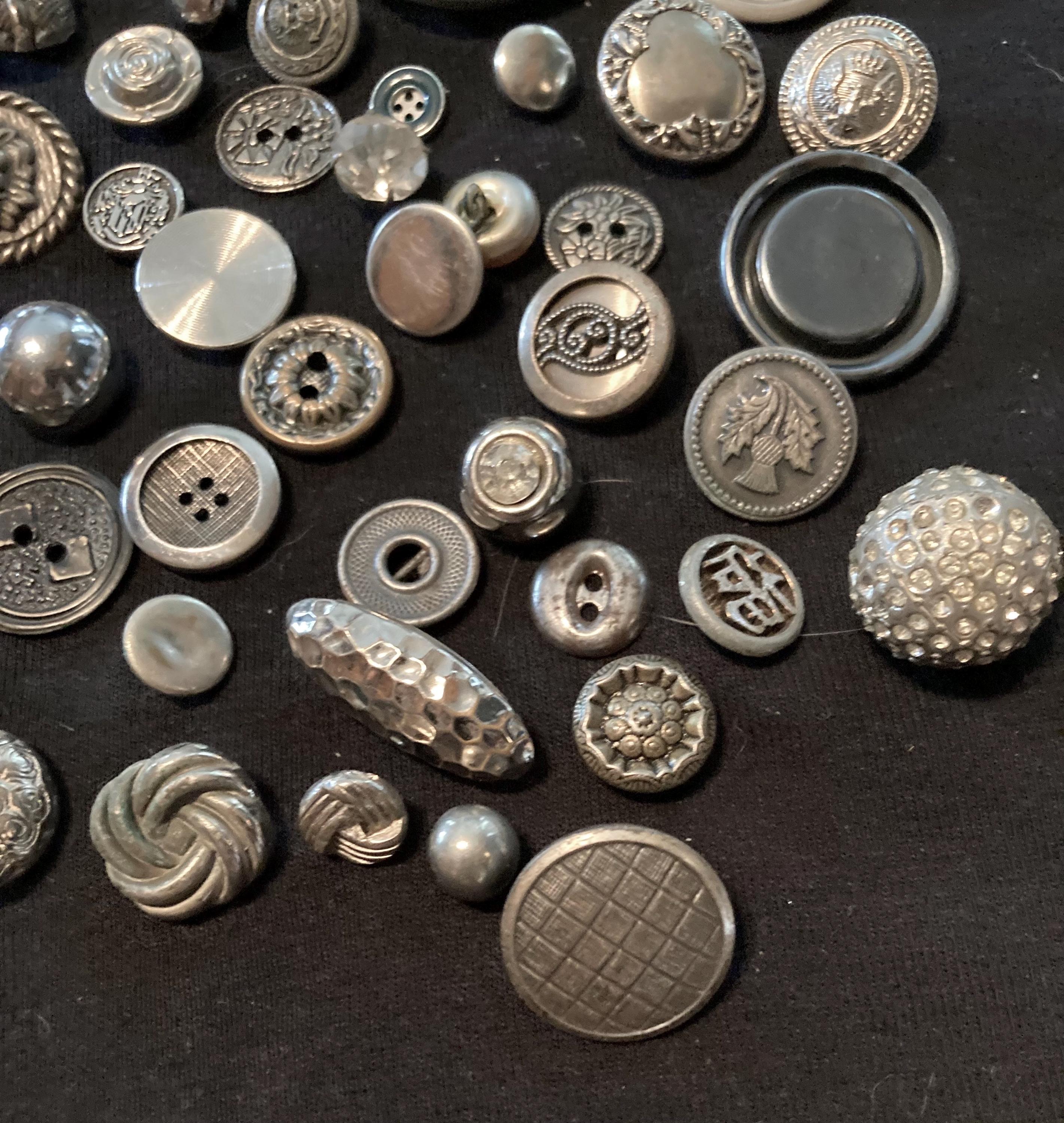 Silver Buttons Vintage Silvertone Metal Sewing Buttons: Antique Collection - Etsy