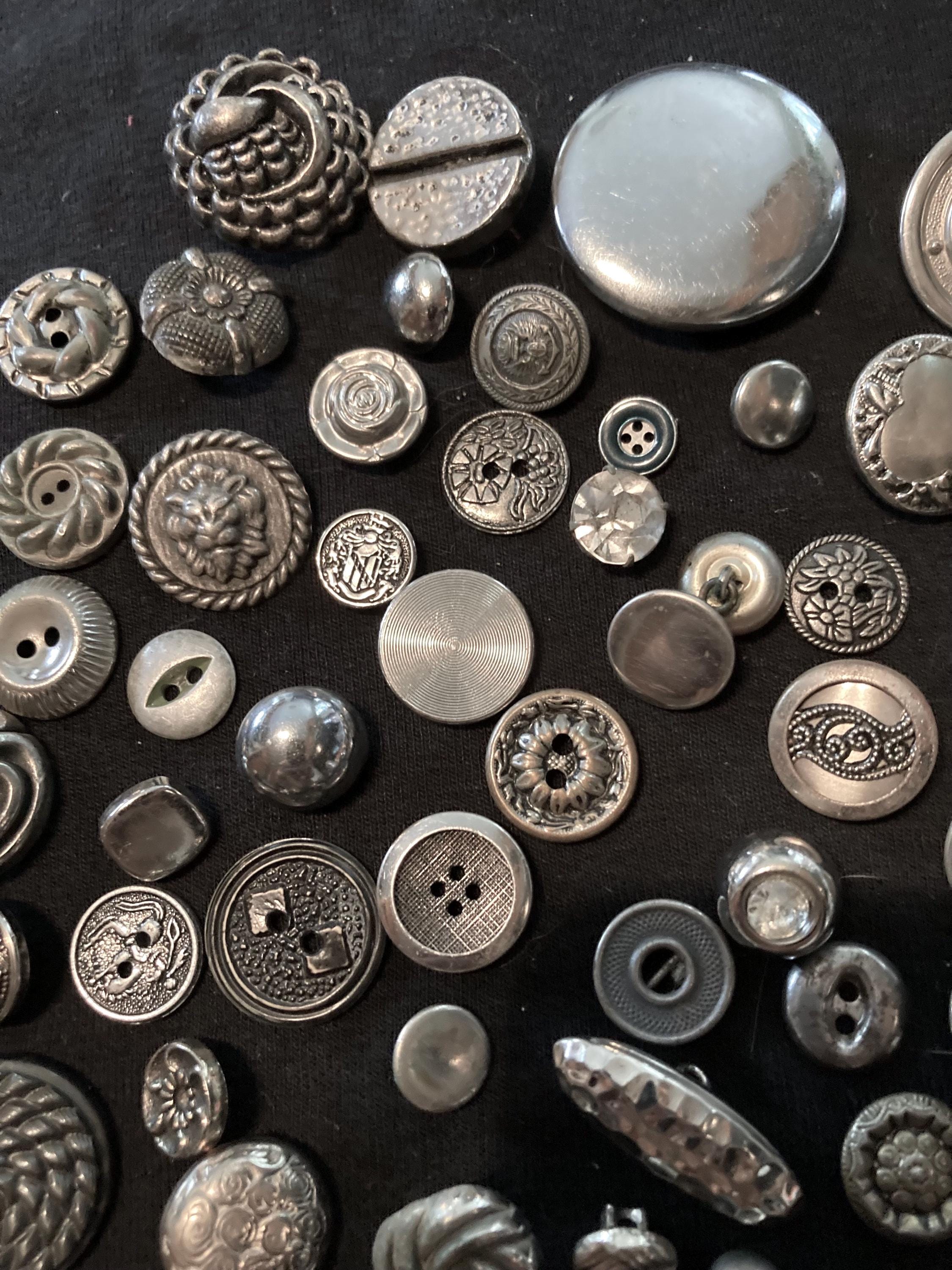 Silver Buttons Vintage Silvertone Metal Sewing Buttons: Antique Collection - Etsy