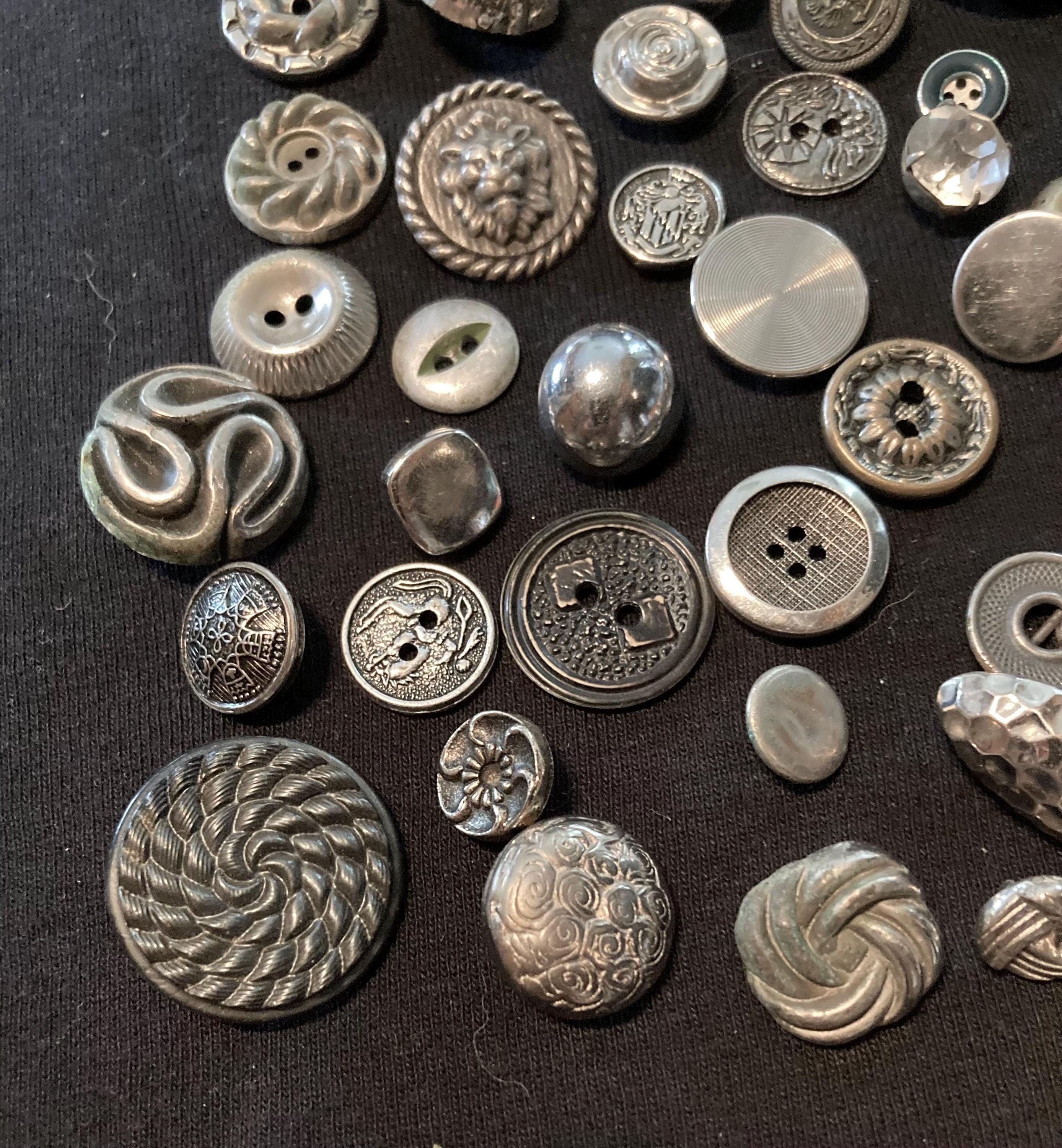 Silver Buttons Vintage Silvertone Metal Sewing Buttons: Antique Collection - Etsy