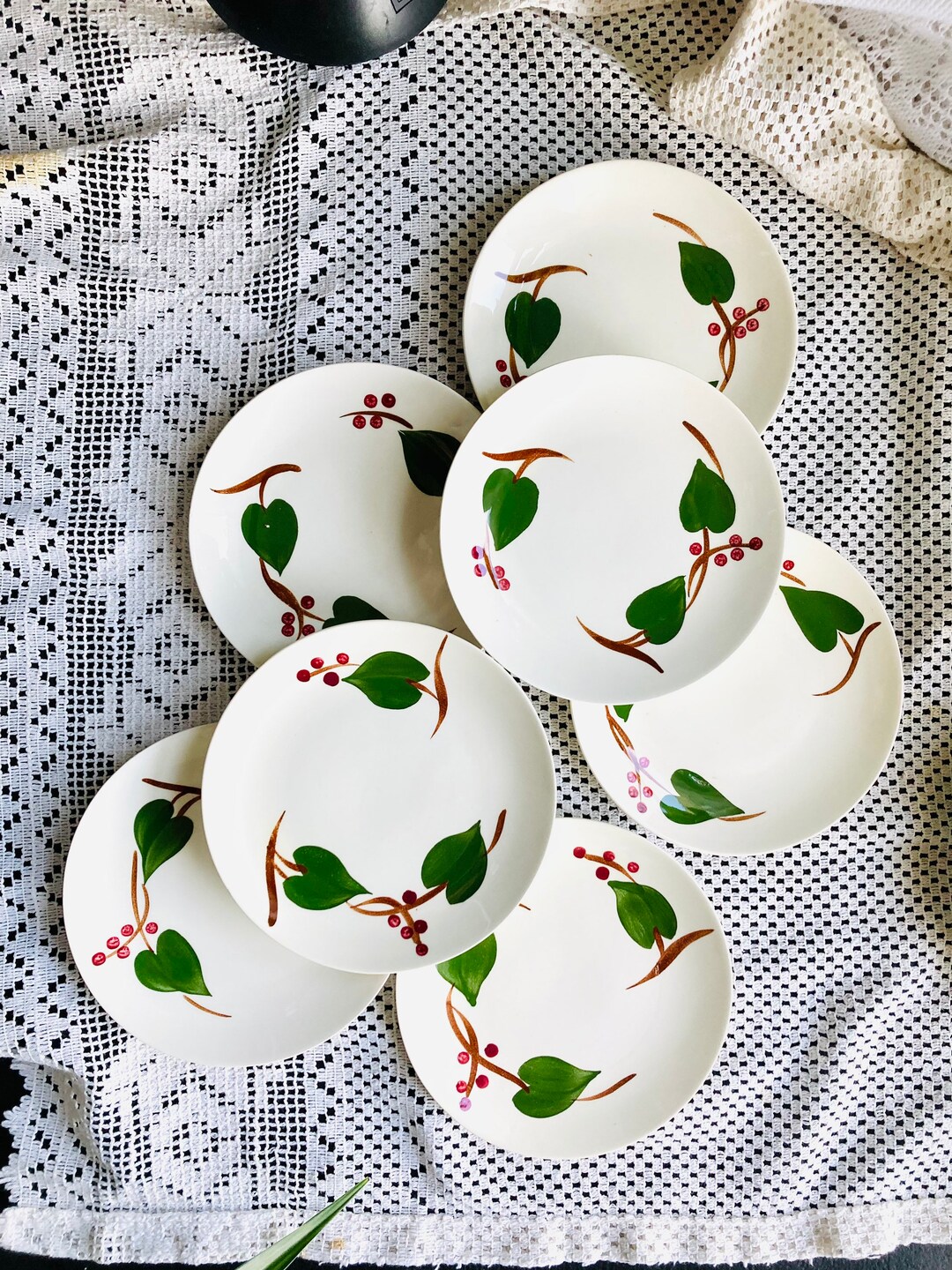 Blue Ridge Pottery Plates Single Bread Hand Painted Glazed Plate Green ...