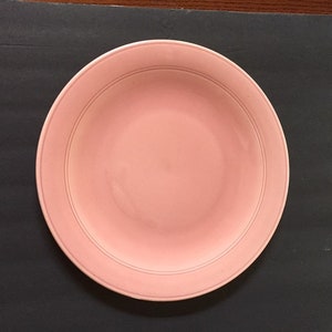 Vernon Kilns Platter Early Calif Mid Century Modern Vintage Large 13.75&quot; Glazed Pink Pottery Round Serving Free Shipping