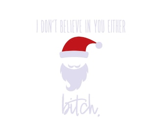 I don't believe in you either B***H  - Holiday Vinyl Sticker - Christmas Decal