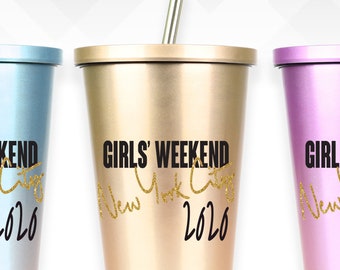 Girls Weekend Wine Glass or Plastic Tumbler DECALS - diy Cup Stickers- GLITTER available! Cup NOT included.