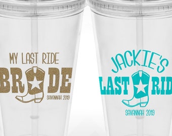 Last Ride Country Bachelorette Party Decals for Wine Glasses, Mason Jars or Tumbler | Vinyl Decal Only
