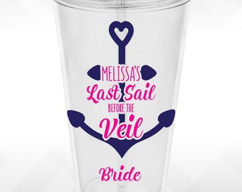 Last Sail Before the Veil - Bachelorette Party Wine Glass or Plastic Tumbler DECALS - diy Cup Stickers - Cup NOT included.