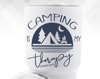 Camping is my Therapy - Camping Vinyl Sticker - DIY tumbler, Glasses, makes a great gift,