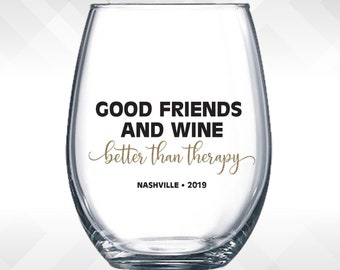 Girls Weekend Decals | Better than Therapy | Vinyl Decals for Wine Glasses or Tumblers - diy Vinyl Stickers | Girls' Trip Getaway