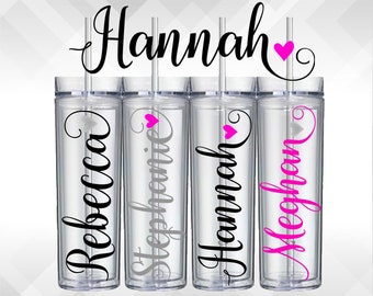 Bridal Party Name Heart Decal for Tumblers - Name Sticker - Wedding Party Decals for wine glasses or tumblers - Vinyl Decal Only