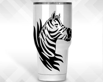 Zebra Tumbler Vinyl Decal- Wall Art, Car, Window, Laptop Vinyl Sticker