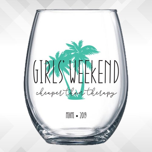 Girls Weekend Cheaper Than Therapy Palm Tree DECALS for Wine - Etsy