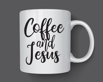 Coffee and Jesus Vinyl Sticker Decal | For Shadow boxes, Coffee Mugs, Wall Quotes and More