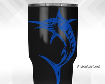 Marlin Fish Fishing Decal Sticker -  Yeti Cups, Tumblers, Tackle Box, Boat, Car, Truck Vinyl Decals