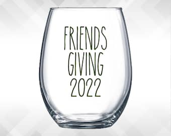 Friendsgiving Decal - Modern Version - Thanksgiving decals - Holiday Vinyl Sticker for wine glasses, tumblers, etc DECAL only