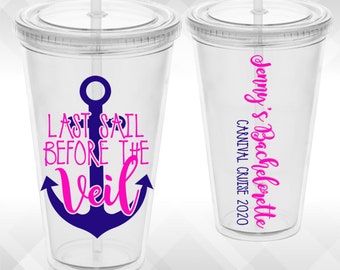 Last Sail Before the Veil - Bachelorette Party Wine Glass or Plastic Tumbler DECALS - diy Cup Stickers - Cup NOT included.