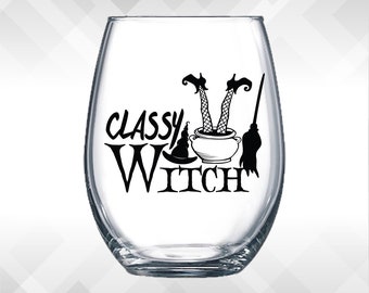 Classy Witch Decal - CHEAP Decals for Wine Glasses, Plastic Cups and Tumblers - Halloween Decor - Halloween Decals