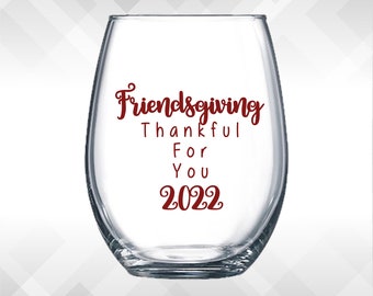 Friendsgiving Decal - Thanksgiving decals - Holiday Vinyl Sticker for wine glasses, tumblers, etc DECAL only