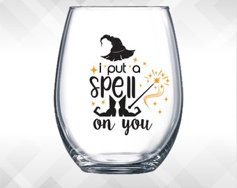 I put a Spell on You Witch Decal - CHEAP Decals for Wine Glasses, Plastic Cups and Tumblers - Halloween Decor - Halloween Decals