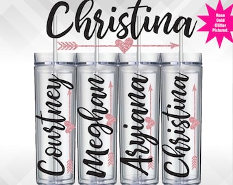 Name with heart arrow | 6" Tumbler Decal for DIY Bridesmaid Gifts, Girls Weekend, Wedding Favors and More | bridesmaid sticker