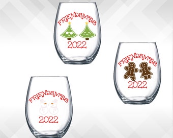 Friendsmas DECAL - Modern Version - Thanksgiving decals - Holiday Vinyl Sticker for wine glasses, tumblers, etc decal only