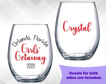 Girls Getaway DECALS for Wine Glass, Yeti or Plastic Tumbler  - diy Vinyl Stickers | Girls' Weekend Trip Getaway