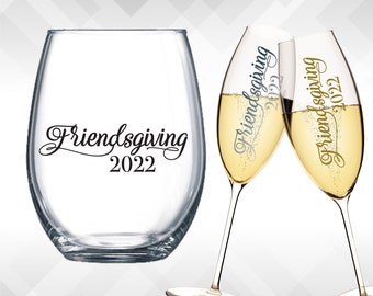 Friendsgiving Decal - Thanksgiving decals - Holiday Vinyl Sticker for wine glasses, tumblers, etc DECAL only