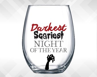 Darkest Scariest Night of the Year Decal - Halloween DIY Decals for Wine Glasses, Plastic Cups and Tumblers
