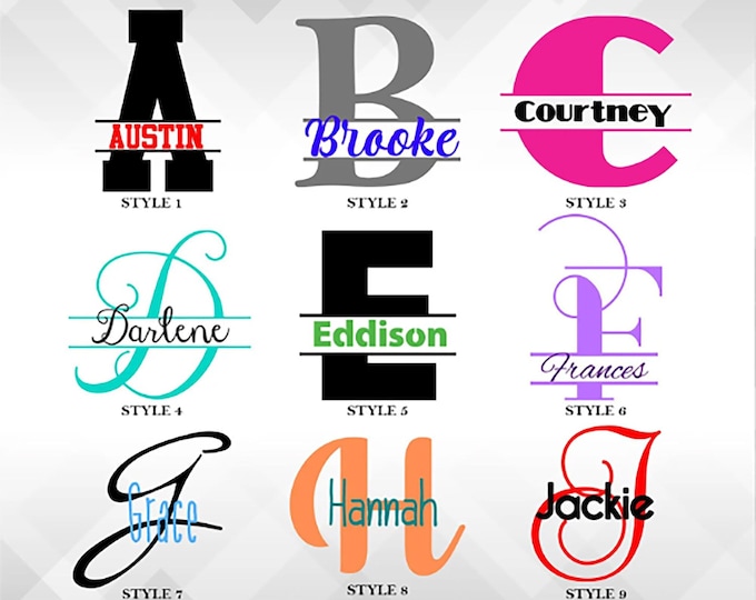 Featured listing image: Monogram Decal | Name Initial Decals for Tumblers, Wine Glasses, Water Bottles and more | Personalized Vinyl Sticker