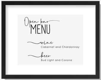 Bar Sign for Wedding Custom Vinyl • Decal • Do It Yourself Wedding