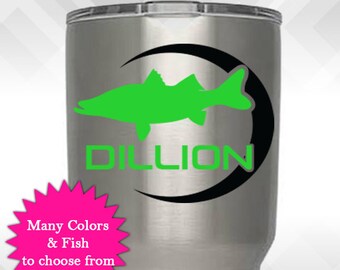 Personalized Fish Decal Custom Name - Vinyl Sticker - Customizable for Tumblers - Decal Only -