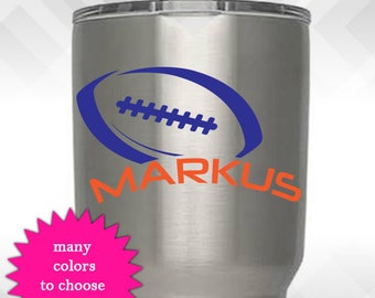 Football Name Decal - Vinyl Sticker - Monogram Yeti RTIC Tumbler Decal