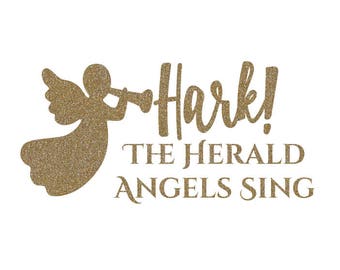 Hark the Herald Angels Sing - Holiday Vinyl Sticker - Christmas Decal