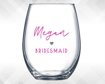 Bridesmaid Decal with Heart - Glass Decal, DIY vinyl for Wine Glass, Tumblers, for Bridal, Bridesmaid, Maid of Honor, Wedding Party