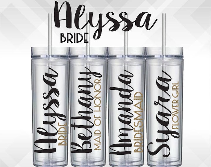 Featured listing image: Bridal Party Bridesmaid Decal for Glasses or Plastic Tumblers - Vinyl Sticker
