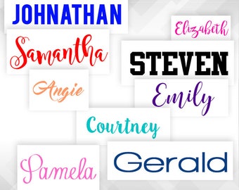 Tumbler Name Vinyl Decal | Choose length of Name •  Many Fonts •  Any Name • Any Color | For Tumblers, Wine Glass and More