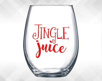 Jingle Juice Wine Glass DECAL | Holiday Vinyl Sticker - Funny Wine Glass, Beer Mug, Christmas Decal Decoration Gift