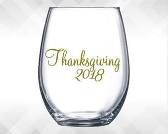 Thanksgiving Decal - Fancy Version - Thanksgiving decals - Holiday Vinyl Sticker for wine glasses, tumblers, etc DECAL only
