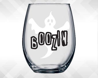 Boozin' - Boos Halloween Decals for Wine Glasses, Plastic Cups and Tumblers
