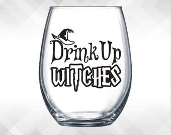 Drink Up Witches Decal - CHEAP Decals for Wine Glasses, Plastic Cups and Tumblers - Halloween Decor - Halloween Decals