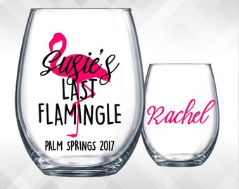 Last Flamingle - Bachelorette Weekend Party Wine Glass or Plastic Tumbler DECALS