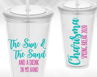 Sun & Sand and a Drink in My Hand | DIY Tumbler Vinyl Decals for Girls Weekend, Bachelorette Party, Spring Break and More