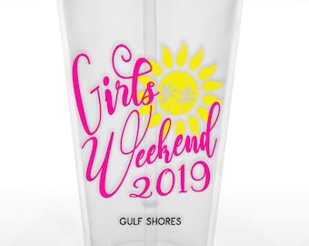 Girls' Weekend Wine Glass or Plastic Tumbler DECALS - diy Cup Stickers- GLITTER available! Cup NOT included.