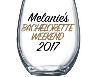 Décalcomanies de week-end de bachelorette bon marché pour verres à vin ou gobelet en plastique | Personnalisé - Paillettes disponibles | Personnalisé pour la mariée