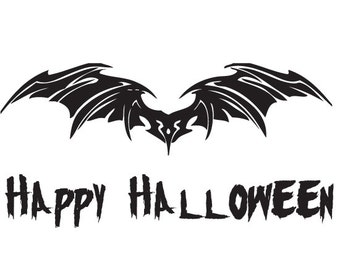Happy Halloween Bat Vinyl Sign for Walls, Windows, Doors