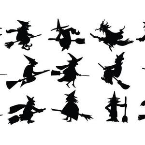 3" Halloween Witch SET - Sheet of 15 Decals for Halloween - Halloween Decorations - For Windows, Door, Pumpkins, Cups and More