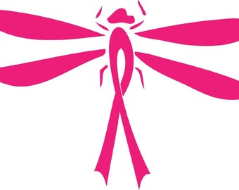 Breast Cancer Awareness Dragon Fly Decal Sticker - Car, Laptop, Window, Wall Vinyl Decals